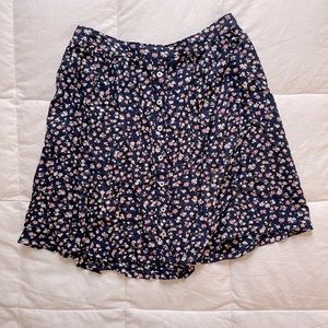 Navy Blue Floral Skirt